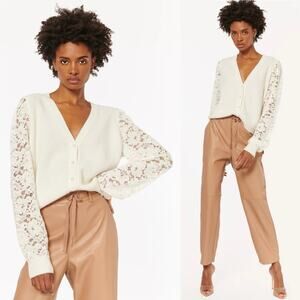 Cami NYC Beth Cardigan Merino Wool Knit In Ceramic size S Feminine Romantic Chic